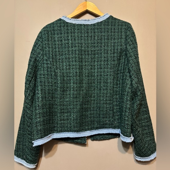 G by GUILIANA BLACK LABEL NWT Tweed Wool Blend Denim Trim Blazer - Picture 3 of 9